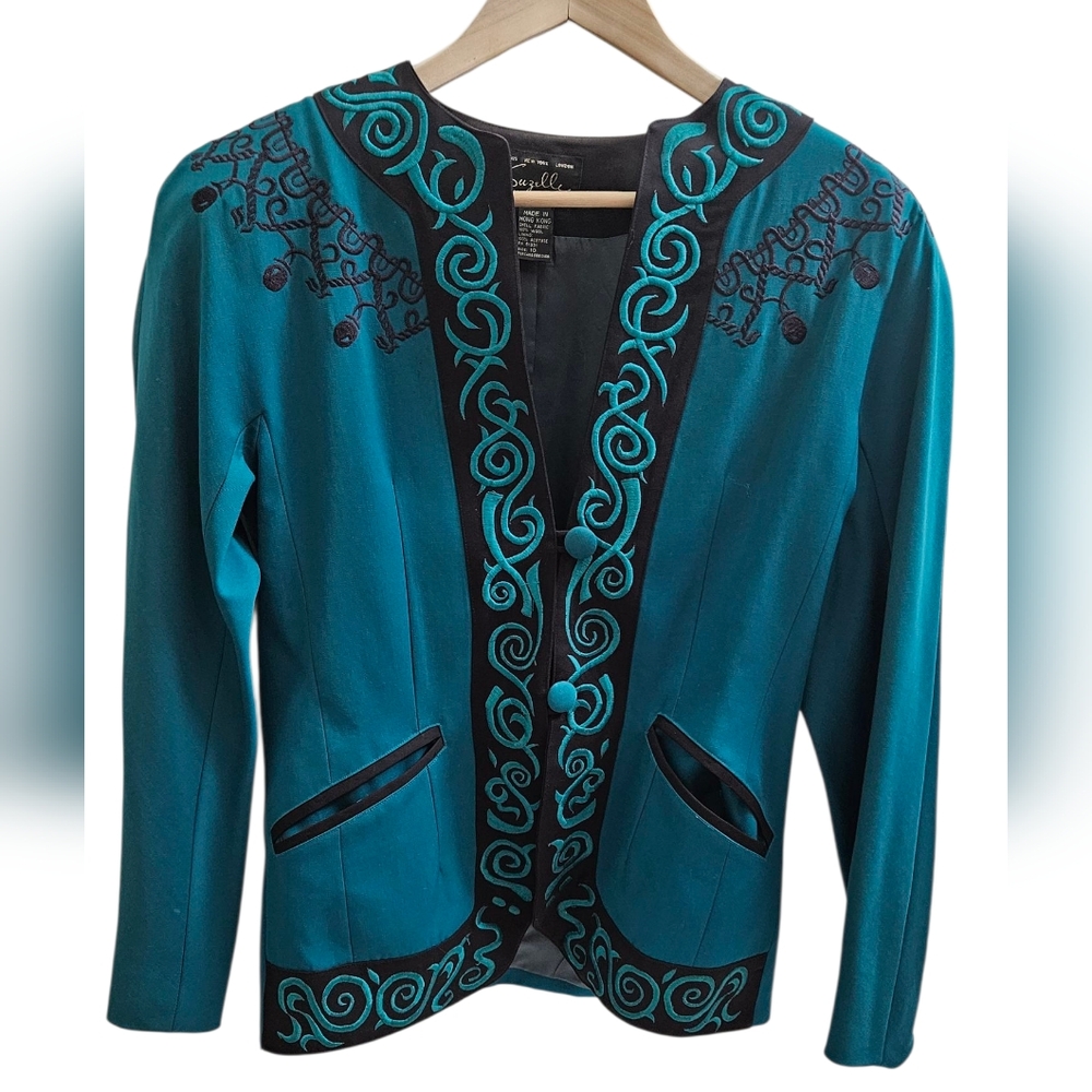Suzelle Vintage Blazer Jacket Embroidered  Size 10